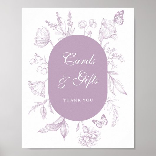 Dusty Lavendel Line Art Kaarten en geschenken Poster (Voorkant)