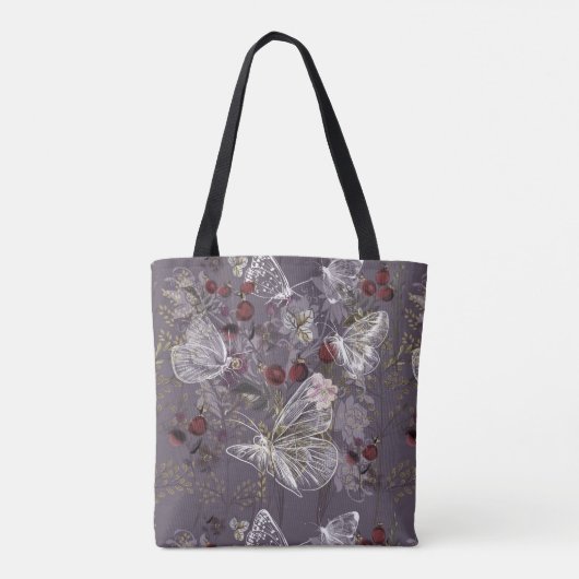 Dusty Lavender Butterfly Canvas tas (Achterkant)