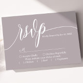 Dusty Lavender Eenvoudig Script Bruiloft RSVP Kaar Kaartje