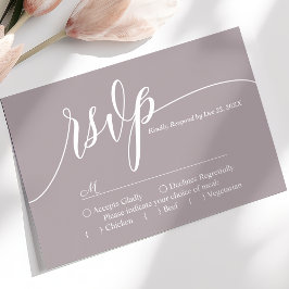 Dusty Lavender Eenvoudig Script Bruiloft RSVP Kaar Kaartje