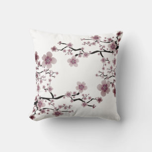 Dusty Lavender en White Japanese Cherry Blossom Kussen