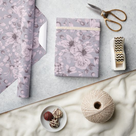 Dusty Lavender Floral Cadeaupapier (Crafts)