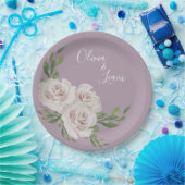 Dusty Lavender Floral Elegant Script Wedding Papieren Bordje (Feest)