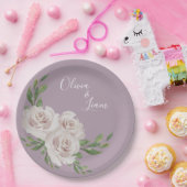 Dusty Lavender Floral Elegant Script Wedding Papieren Bordje (Feest)