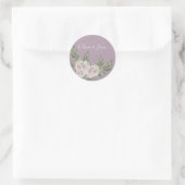 Dusty Lavender Floral Elegant Script Wedding Ronde Sticker (Tas)
