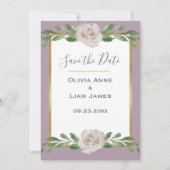 Dusty Lavender Floral Elegant Script Wedding Save The Date (Voorkant)