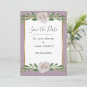 Dusty Lavender Floral Elegant Script Wedding Save The Date (Staand voorkant)