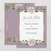 Dusty Lavender Floral Elegant Script Wedding Save The Date (Voorkant / Achterkant)