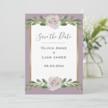 Dusty Lavender Floral Elegant Script Wedding