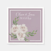 Dusty Lavender Floral Romantic Modern Script Servet (Voorkant)