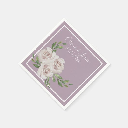 Dusty Lavender Floral Romantic Modern Script Servet (Hoek)