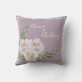 Dusty Lavender Floral Romantic Names Wedding Kussen (Achterkant)