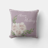 Dusty Lavender Floral Romantic Names Wedding Kussen (Voorkant)