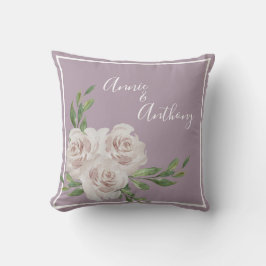 Dusty Lavender Floral Romantic Names Wedding Kussen