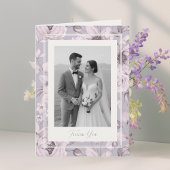 Dusty Lavender Floral Wedding Photo Thank You Card