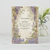 Dusty Lavender Foliage Modern Waterverf Wedding Kaart (Staand voorkant)