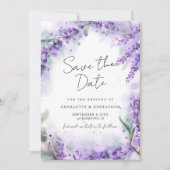 Dusty Lavender Foliage Modern Waterverf Wedding Save The Date (Voorkant)