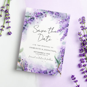 Dusty Lavender Foliage Modern Waterverf Wedding Save The Date