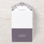 Dusty Lavender Gold Foil Rozen Monogram All In One Uitnodiging (Buiten)