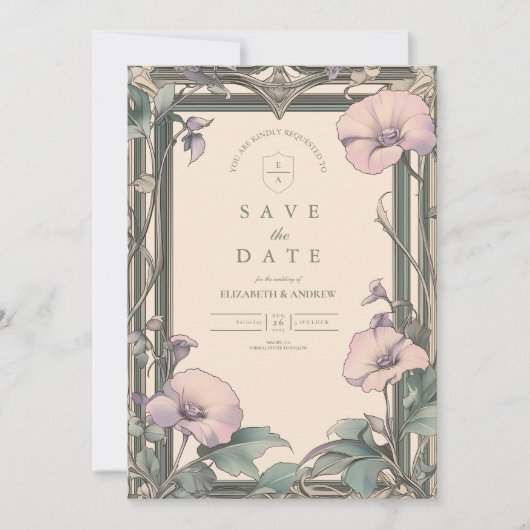 Dusty Lavender Lijst bruiloft Save The Date (Voorkant)