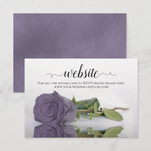 Dusty Lavender Paars Roos Elegant Wedding Website Informatiekaartje (Voorkant / Achterkant)