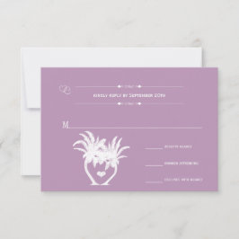 Dusty Lavender Paarse Beach Destination Wedding RSVP Kaartje