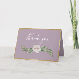 Dusty Lavender Romantic Floral Elegant Wedding Bedankkaart