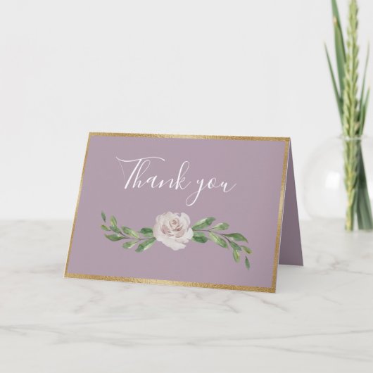 Dusty Lavender Romantic Floral Elegant Wedding Bedankkaart (Voorkant)