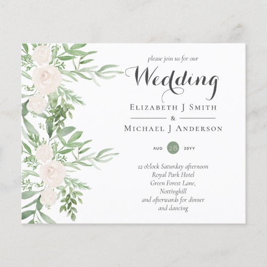 Dusty LAVENDER Sage Floral BUDGET nodigt uit (Voorkant)