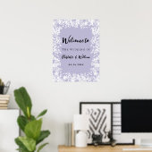 Dusty lavender snowflakes wedding welcome sign poster (Thuiskantoor)