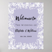 Dusty lavender snowflakes wedding welcome sign poster (Voorkant)