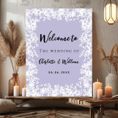 Dusty lavender snowflakes wedding welcome sign poster