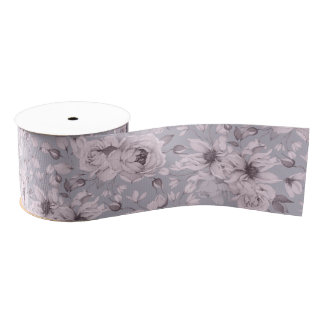 Dusty Lavender Vintage Floral Grosgrain Lint