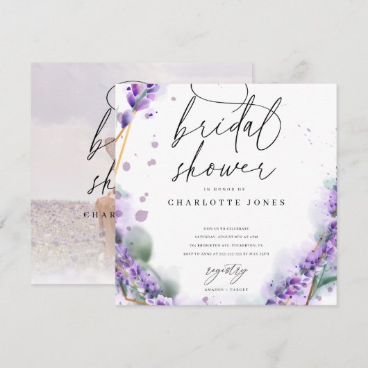 Dusty Lavender Waterverf Foto Vrijgezellenfeest Kaart (Voorkant / Achterkant)