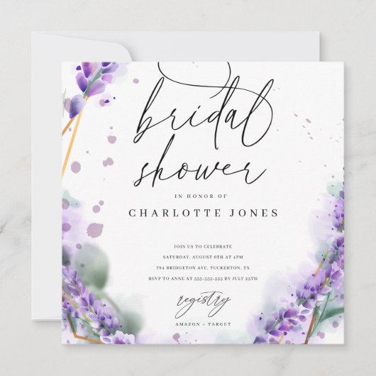 Dusty Lavender Waterverf Foto Vrijgezellenfeest Kaart (Voorkant)