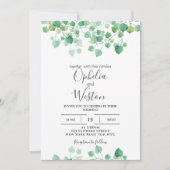 Dusty Leaf Greenery Modern Wedding Kaart (Voorkant)