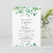 Dusty Leaf Greenery Modern Wedding Kaart (Staand voorkant)