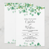 Dusty Leaf Greenery Modern Wedding Kaart (Voorkant / Achterkant)