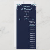 Dusty Light Blue Floral Navy Boho Wedding Program (Voorkant)