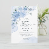 Dusty Light Blue Flowers Floral Boho Vrijgezellenf Kaart (Staand voorkant)