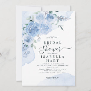 Dusty Light Blue Flowers Floral Boho Vrijgezellenf Kaart