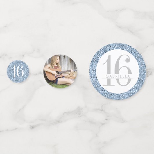 Dusty Light Blue Glitter, speciaal uitgeruste Big Confetti (Achterkanten)