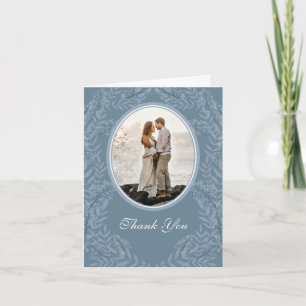 Dusty Light Blue Weddenschap Botanisch Dank Y Bedankkaart