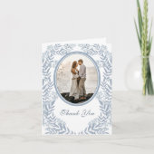 Dusty Light Blue Wedding  Botanical Bedankkaart (Voorkant)