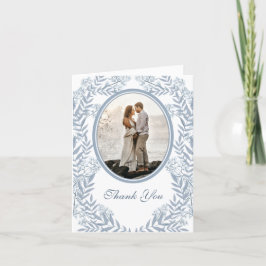 Dusty Light Blue Wedding  Botanical Bedankkaart