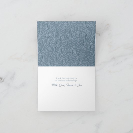 Dusty Light Blue Wedding Botanical Bedankkaart (Binnen)