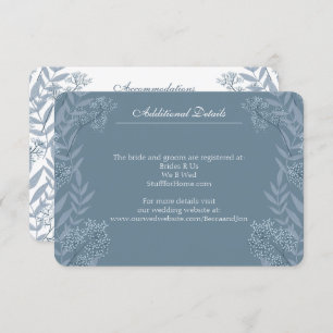 Dusty Light Blue Wedding  Botanical Enclosu Informatiekaartje