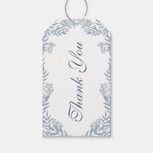 Dusty Light Blue Wedding  Botanical Gift Ta Cadeaulabel (Voorkant)