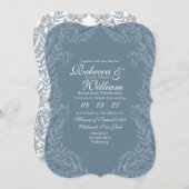 Dusty Light Blue Wedding  Botanical Kaart (Voorkant / Achterkant)