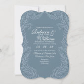 Dusty Light Blue Wedding  Botanical Kaart (Voorkant)